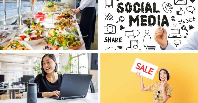 Caterer, Social Media Manager, Virtual Assistant, Sign Holder