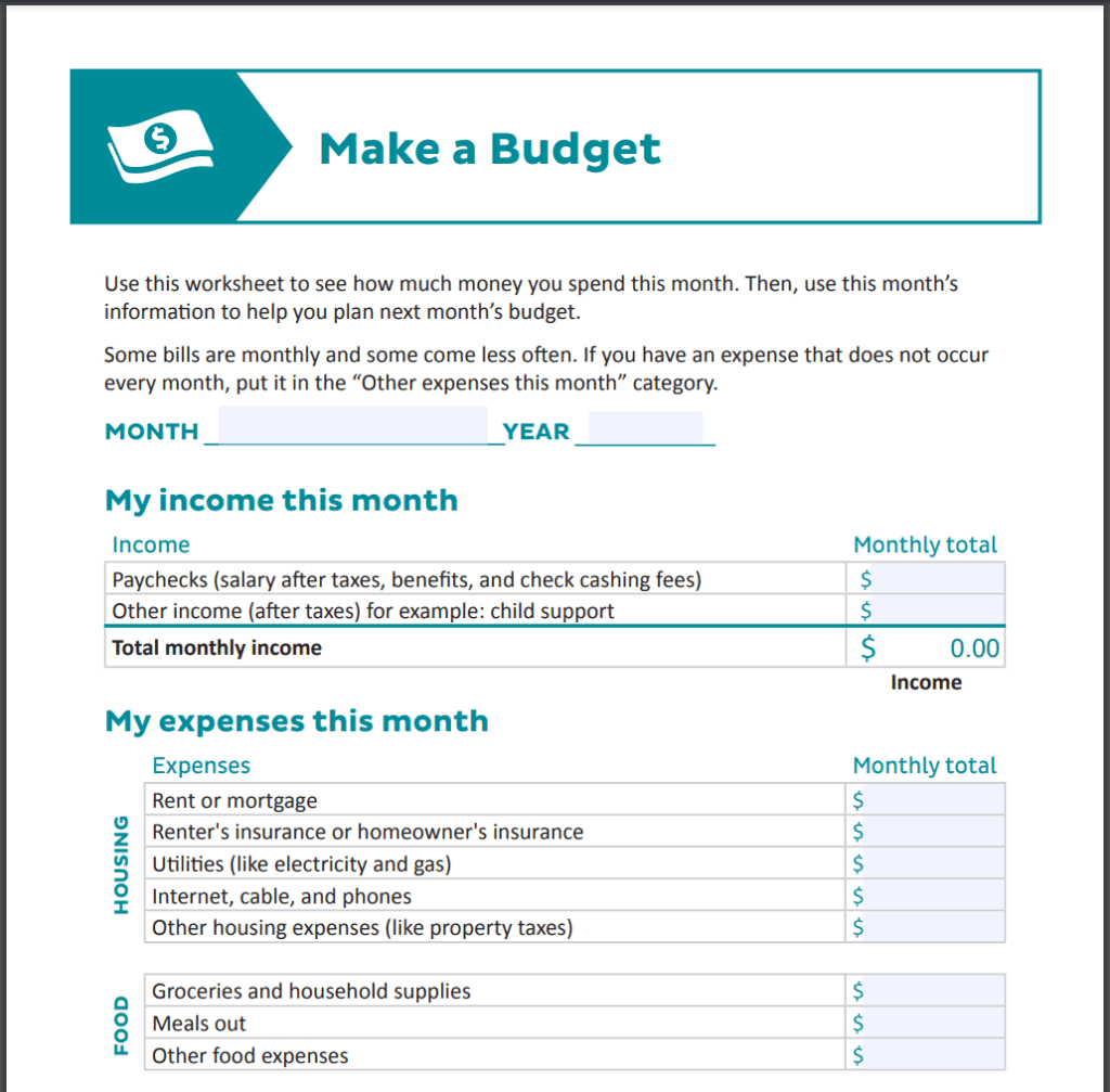 Budget Template from Consumer.gov