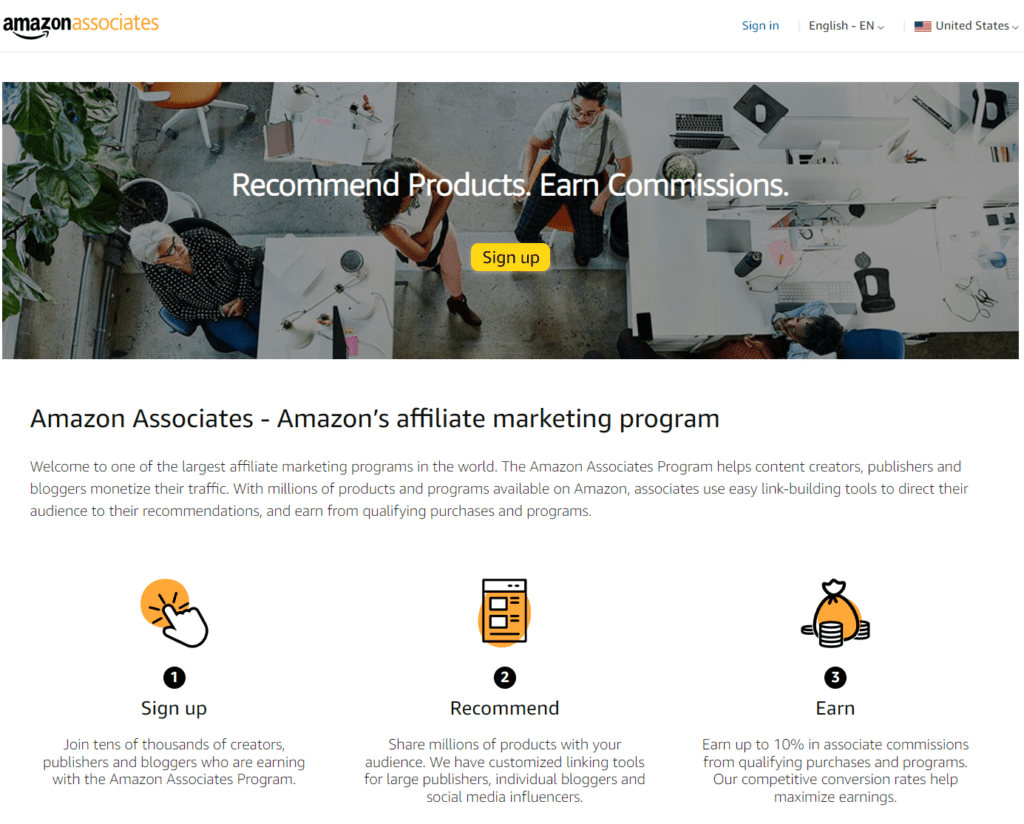 amazon affiliate signup